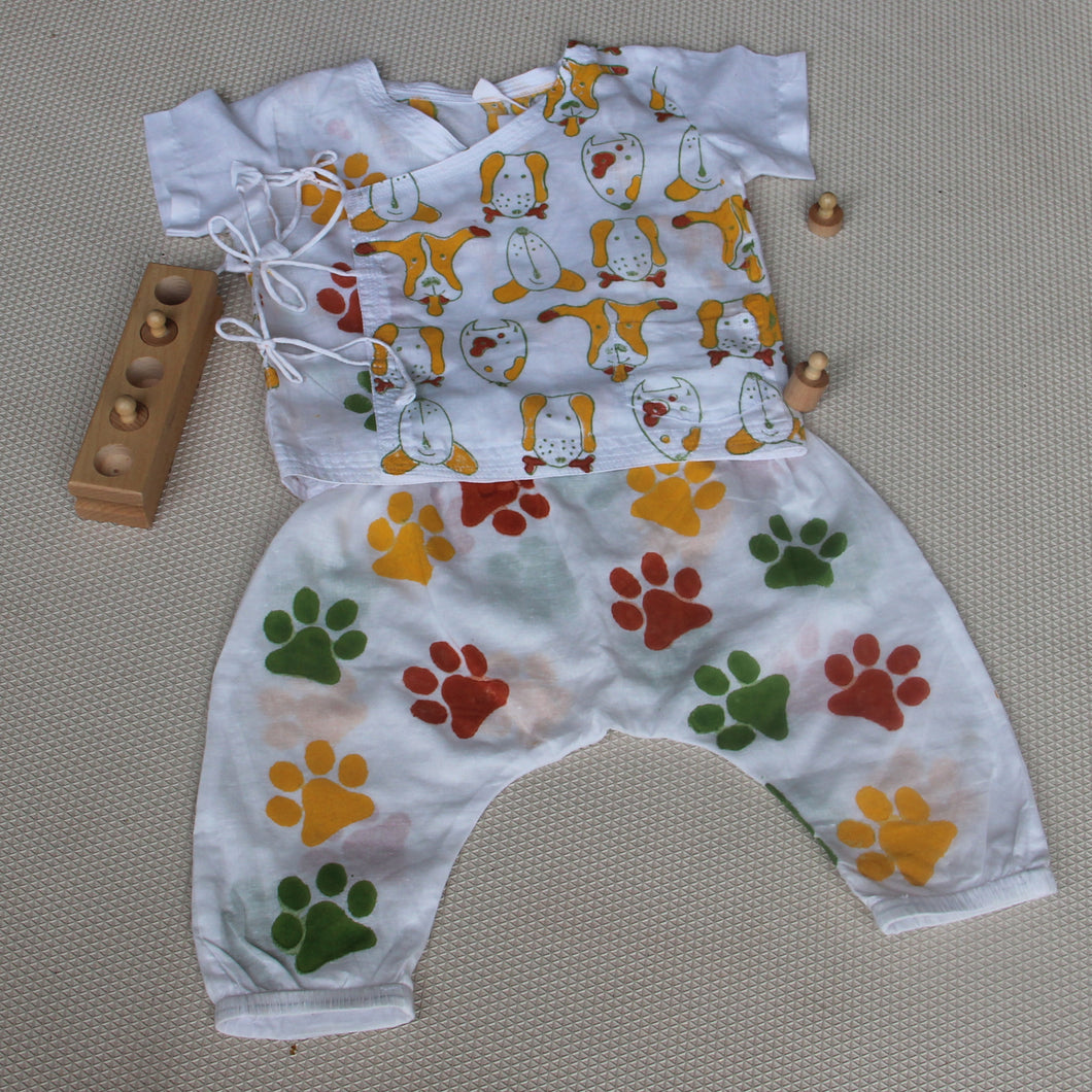 bhao-bhao angrakha top & harem pants white (set)