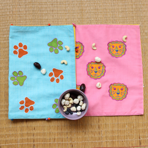blue paws & pink sheru table mats (set of 2)