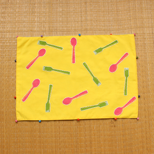 yellow kata-chamach & pink sheru table mats (set of 2)