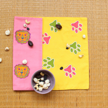 Load image into Gallery viewer, yellow paws &amp; pink sheru table mats (set of 2)
