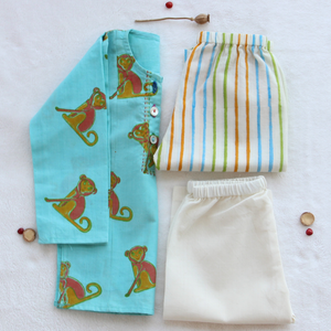 monkool kurta with 2 pyjamas (Set of 3)